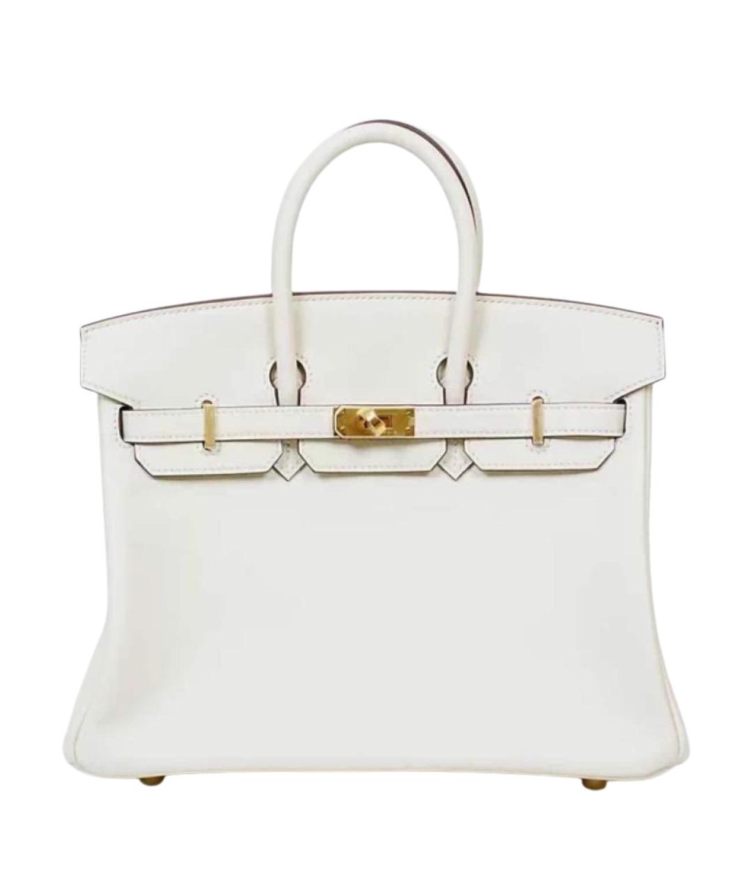 HERMES Белая кожаная сумка с короткими ручками, фото 1