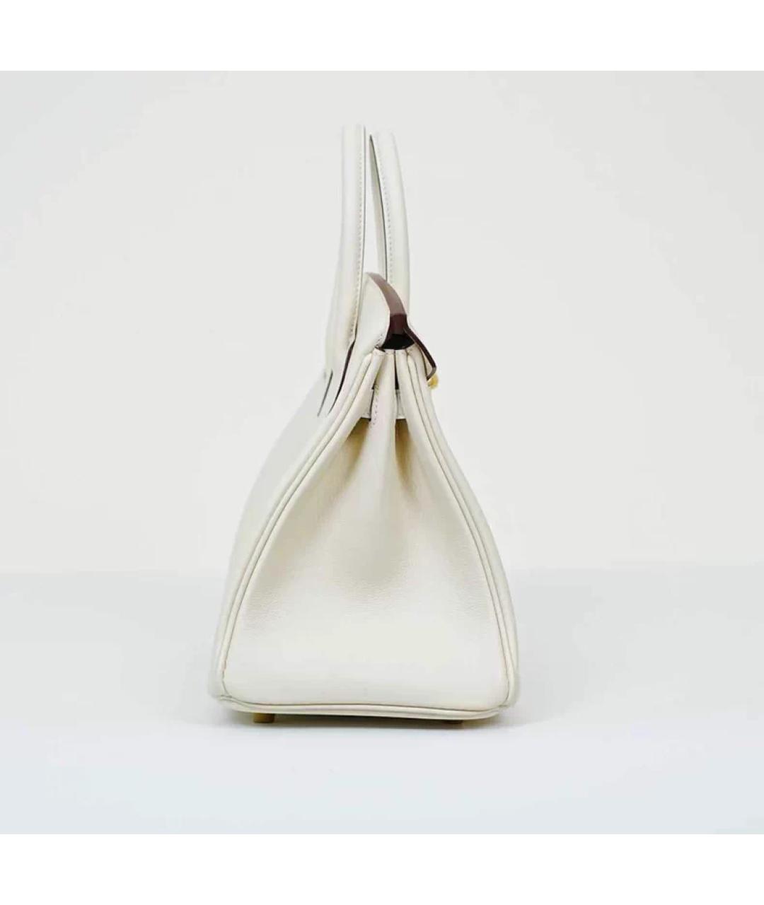 HERMES Белая кожаная сумка с короткими ручками, фото 5