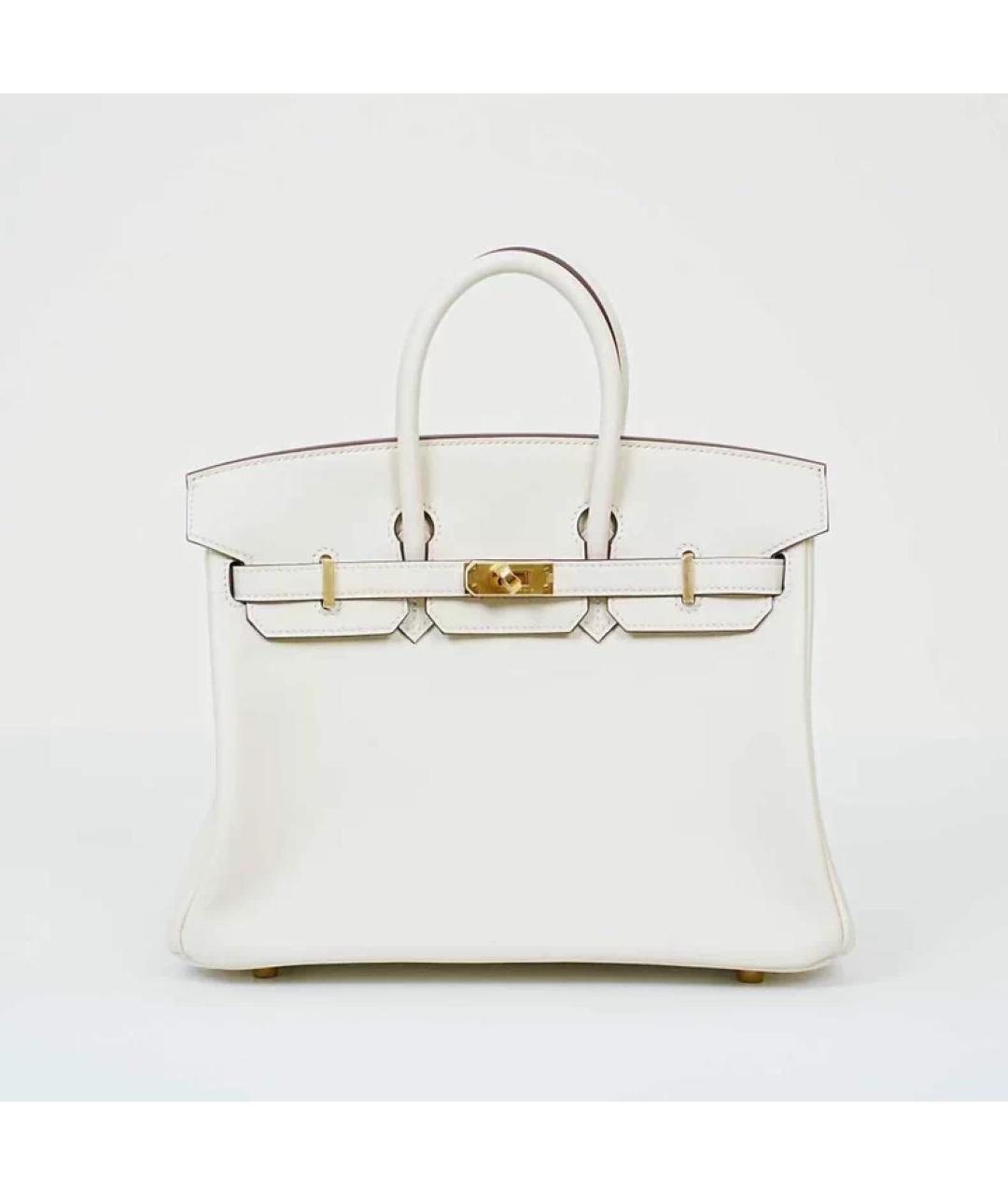 HERMES Белая кожаная сумка с короткими ручками, фото 10