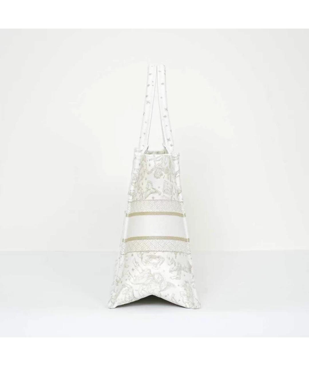 CHRISTIAN DIOR Белая тканевая сумка с короткими ручками, фото 6