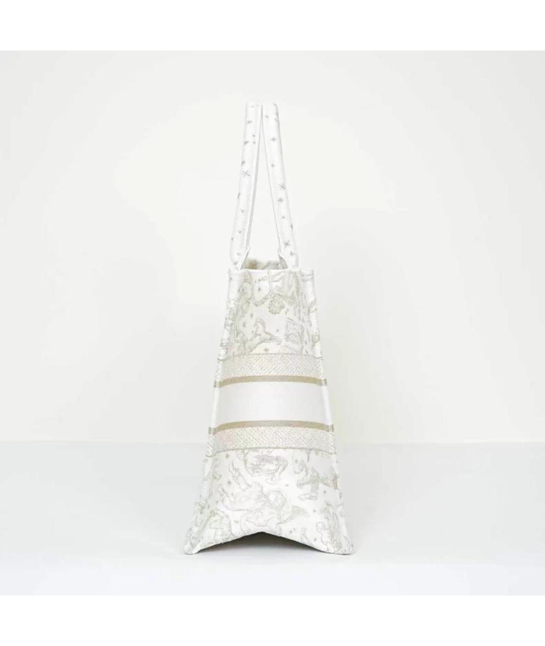 CHRISTIAN DIOR Белая тканевая сумка с короткими ручками, фото 4