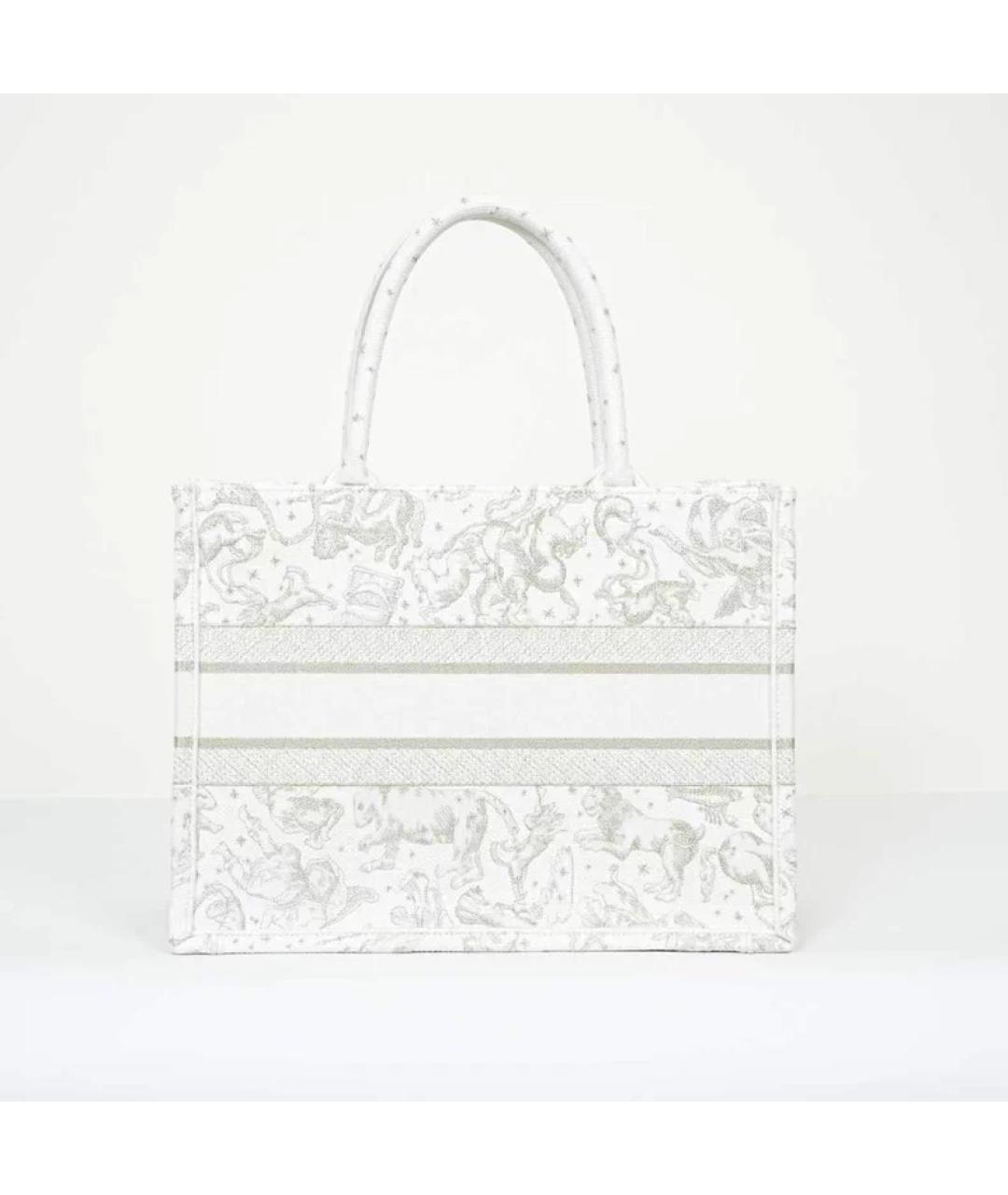 CHRISTIAN DIOR Белая тканевая сумка с короткими ручками, фото 5