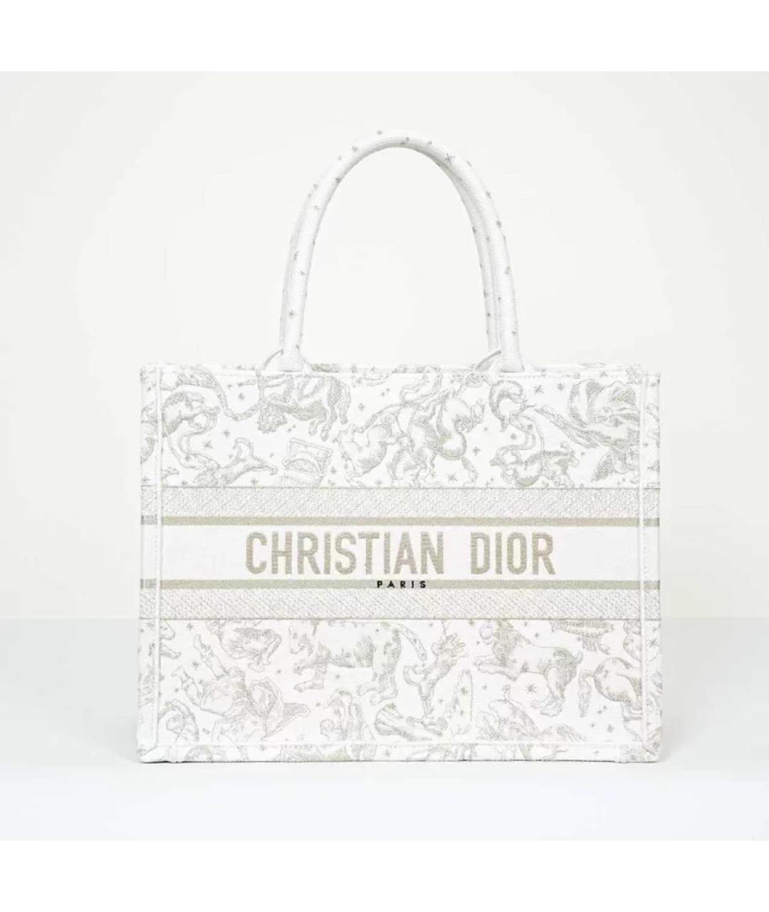 CHRISTIAN DIOR Белая тканевая сумка с короткими ручками, фото 10