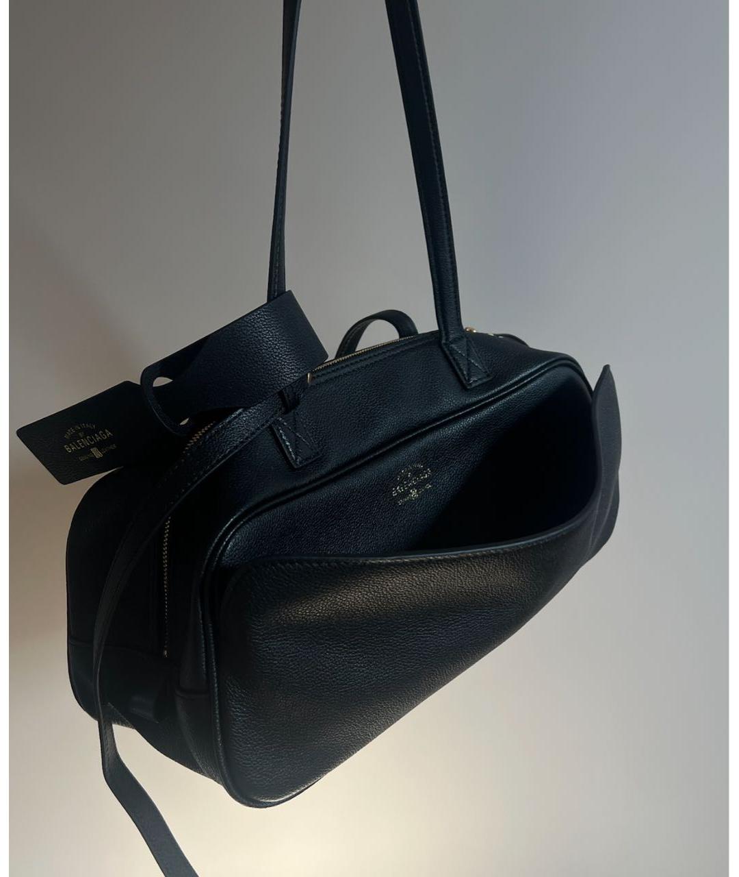 BALENCIAGA Черная кожаная сумка через плечо, фото 6