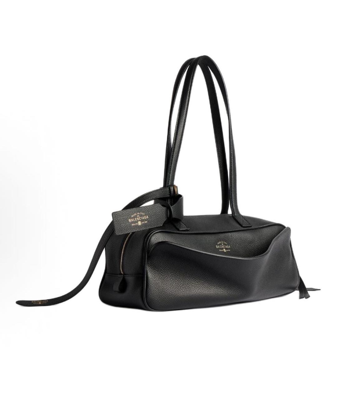 BALENCIAGA Черная кожаная сумка через плечо, фото 2