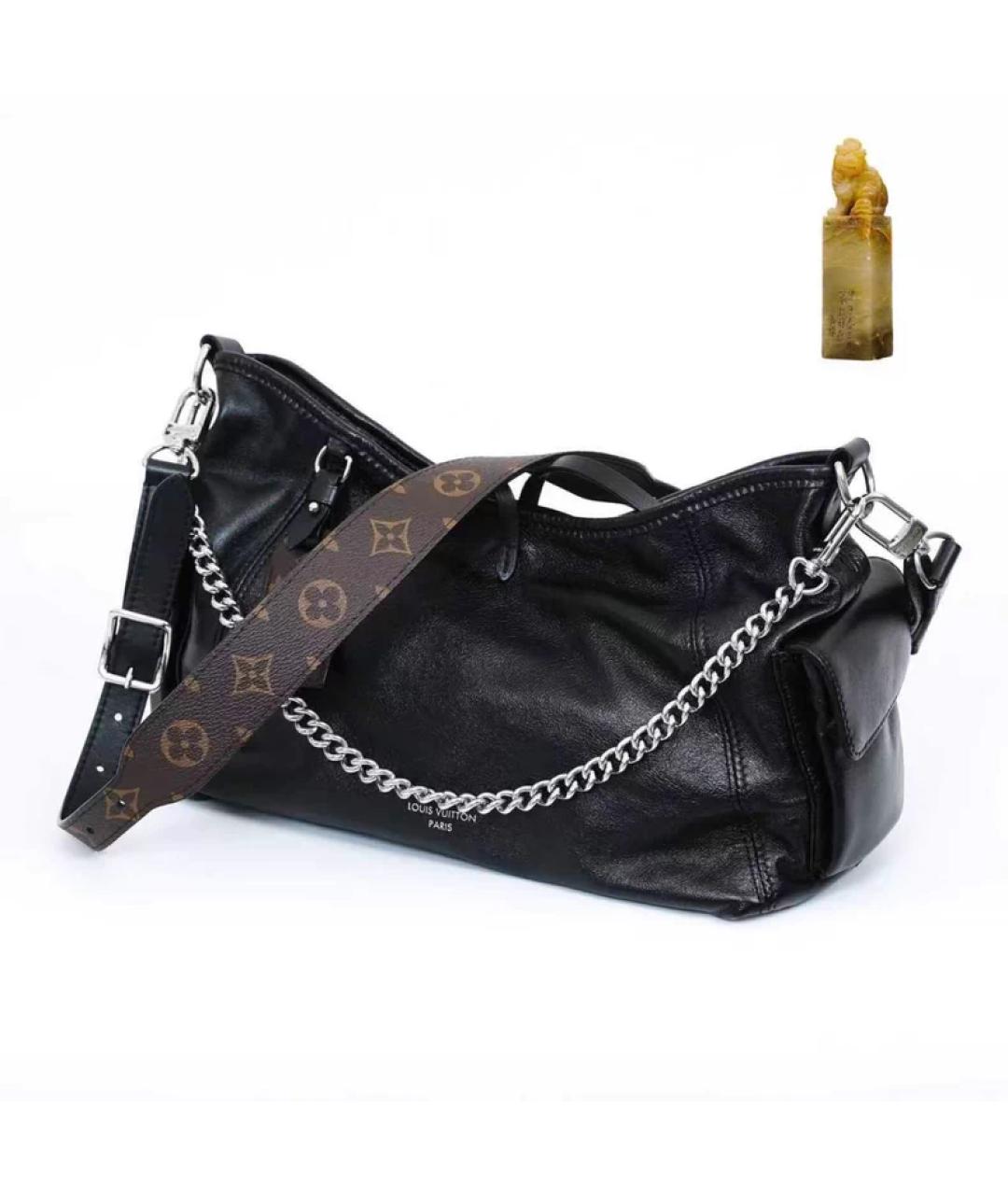 LOUIS VUITTON Черная кожаная сумка с короткими ручками, фото 9