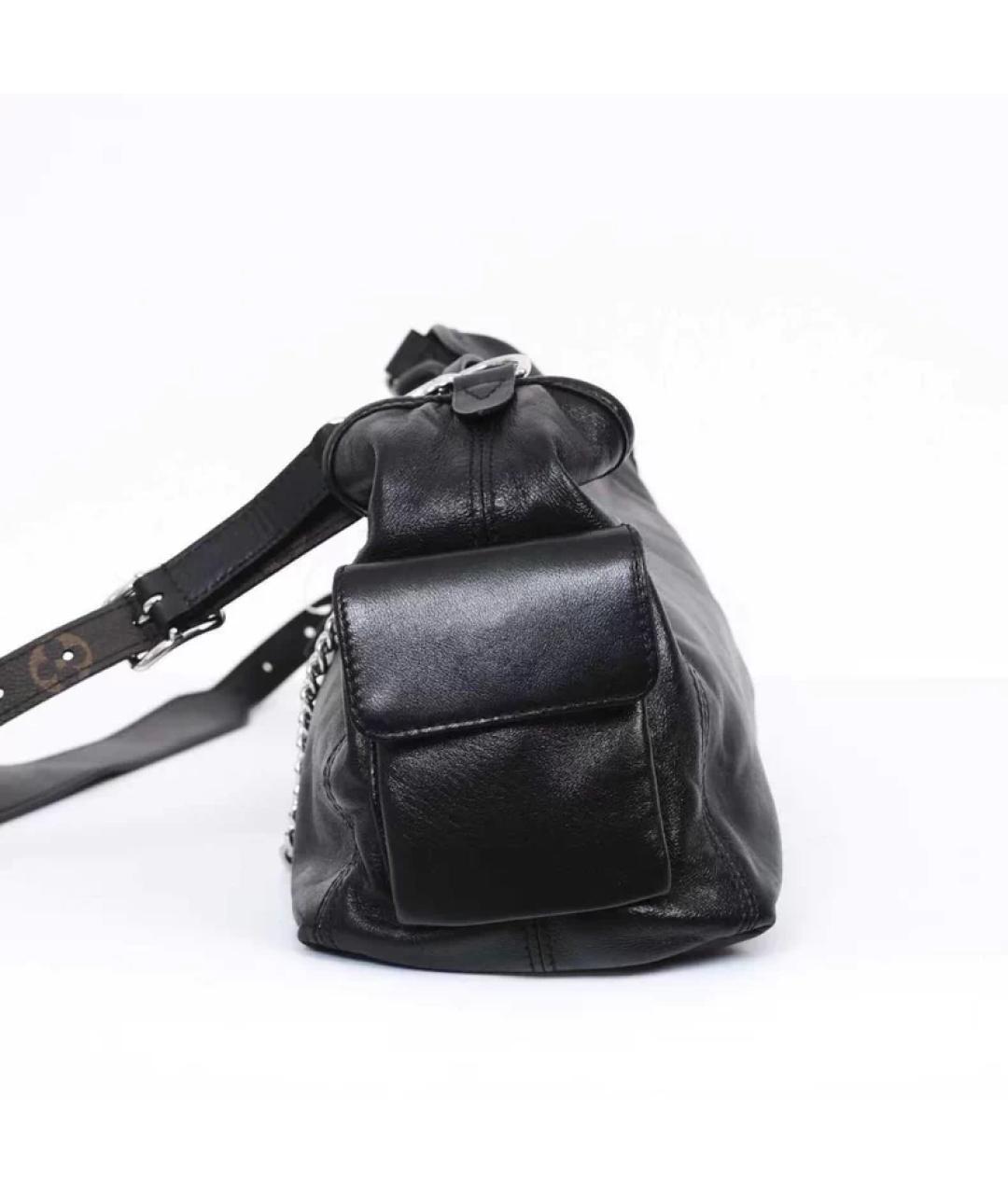 LOUIS VUITTON Черная кожаная сумка с короткими ручками, фото 6