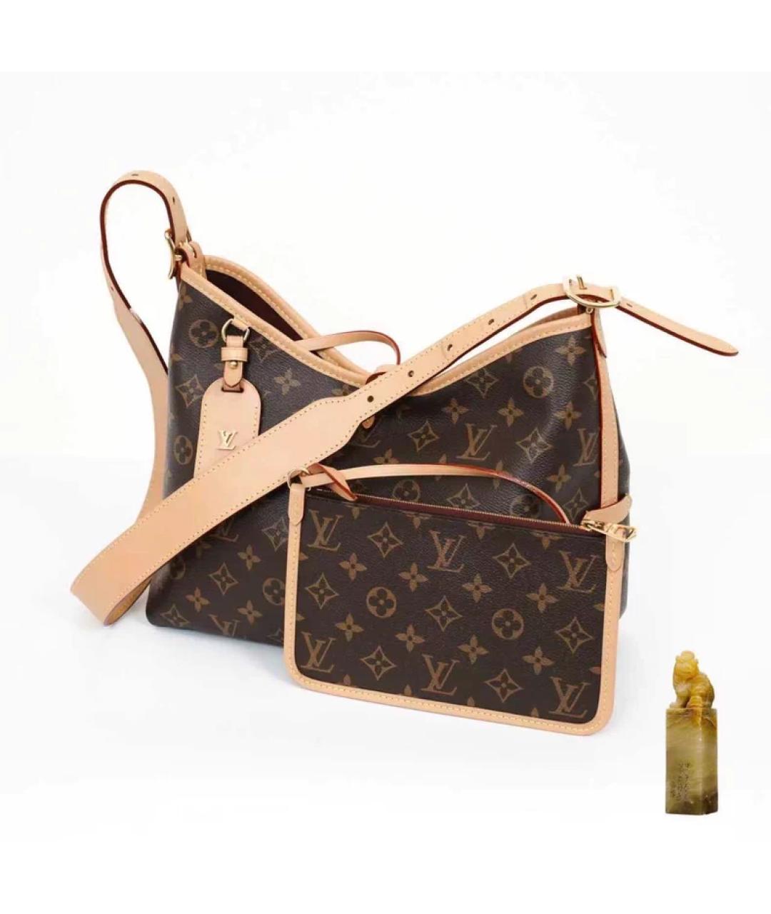 LOUIS VUITTON Коричневая кожаная сумка с короткими ручками, фото 9