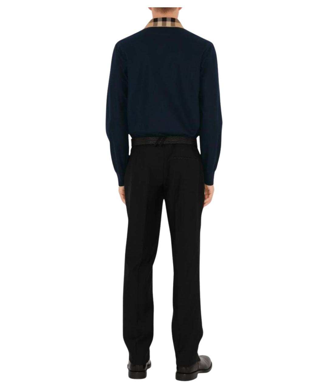 BURBERRY Синее хлопковое поло с длинным рукавом, фото 4