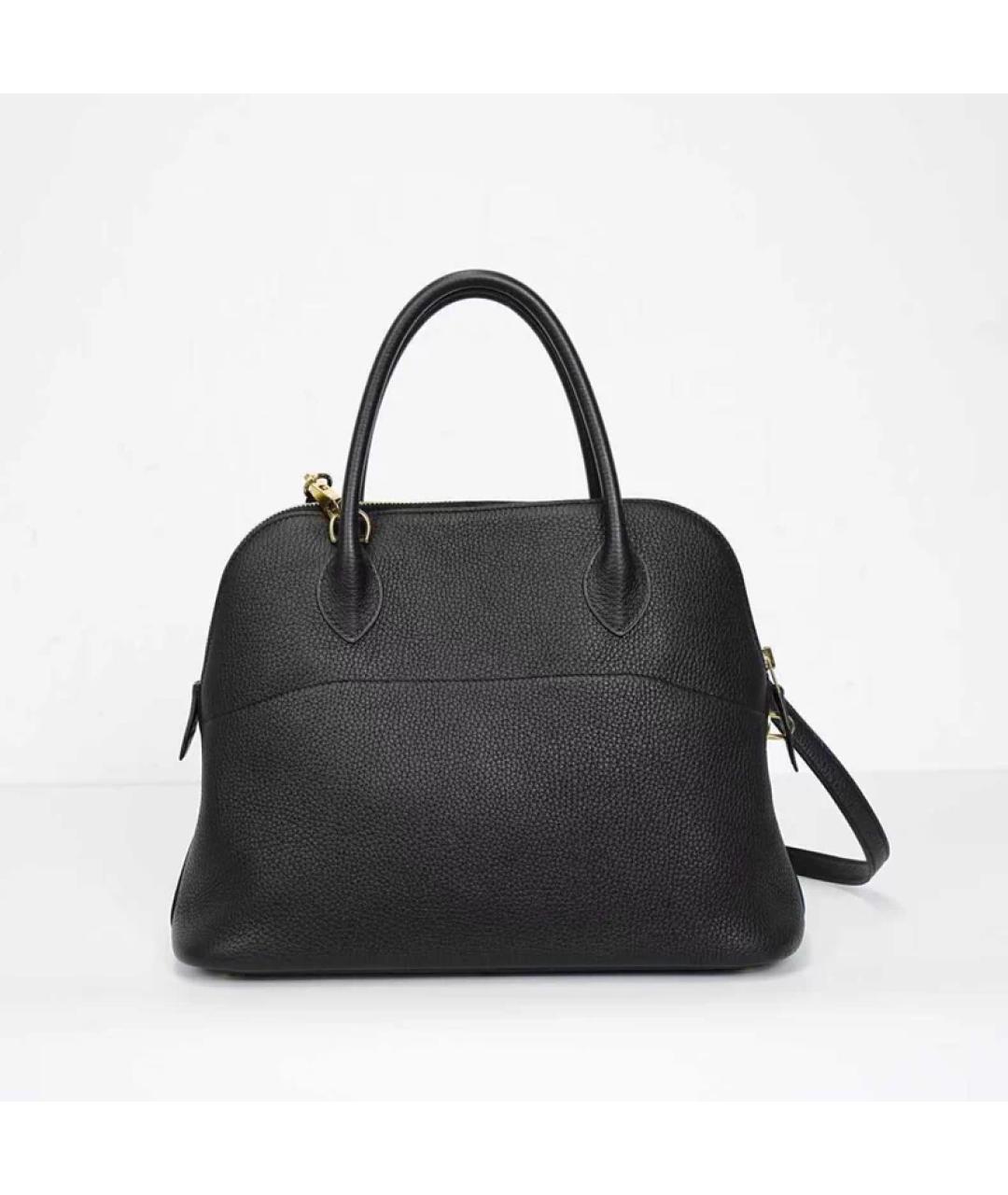 HERMES Черная кожаная сумка с короткими ручками, фото 2