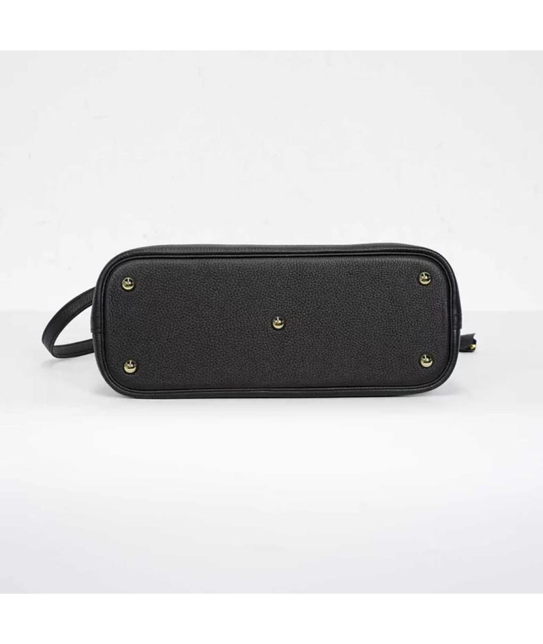 HERMES Черная кожаная сумка с короткими ручками, фото 4