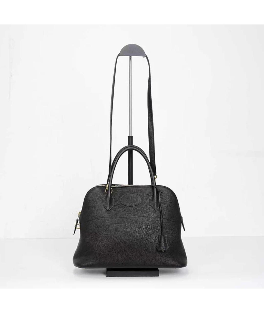 HERMES Черная кожаная сумка с короткими ручками, фото 7