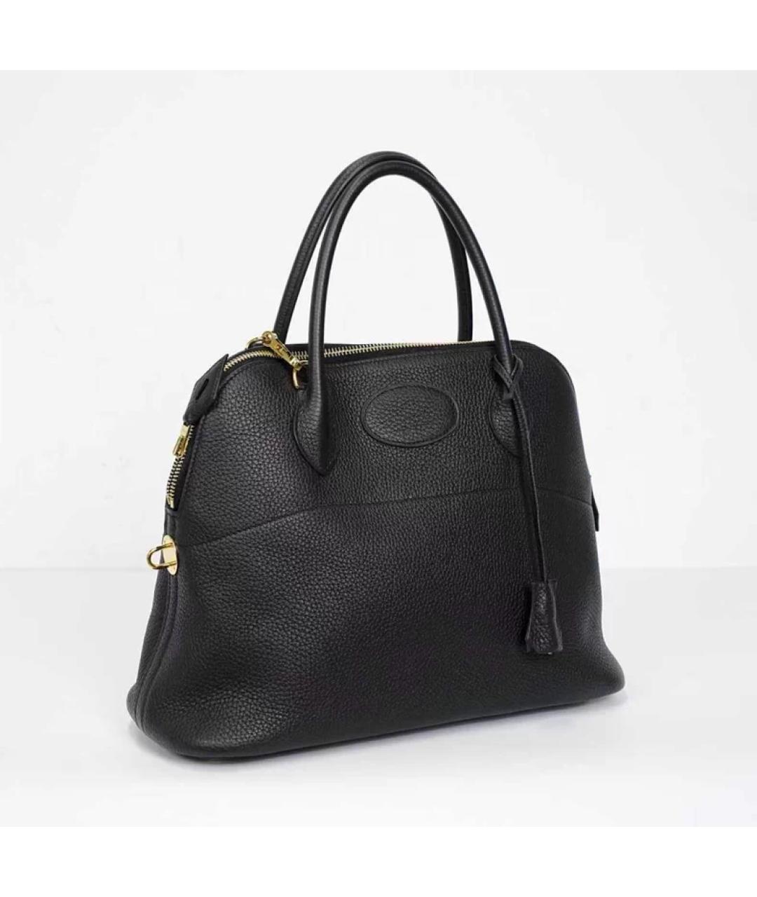 HERMES Черная кожаная сумка с короткими ручками, фото 6