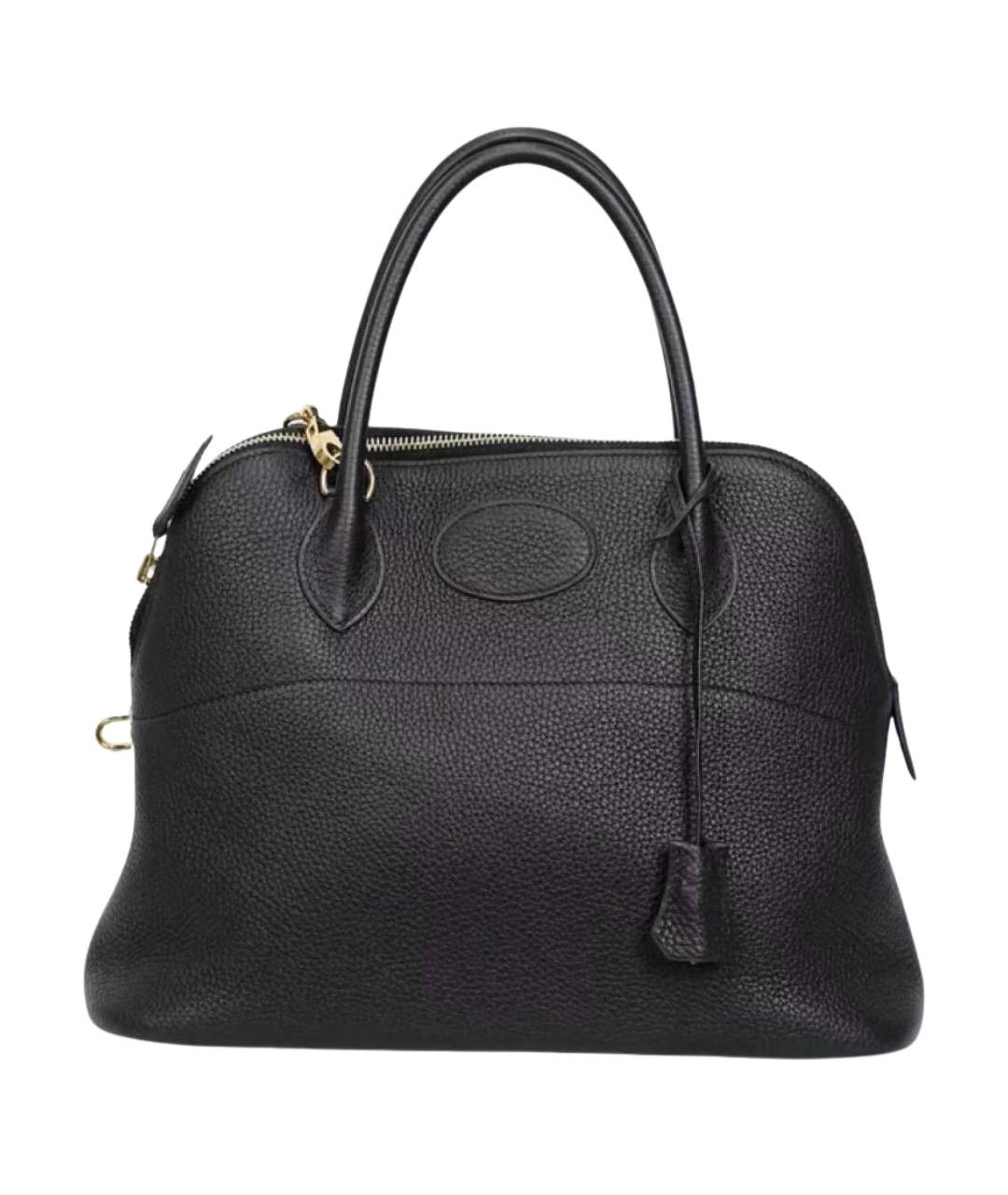 HERMES Черная кожаная сумка с короткими ручками, фото 1