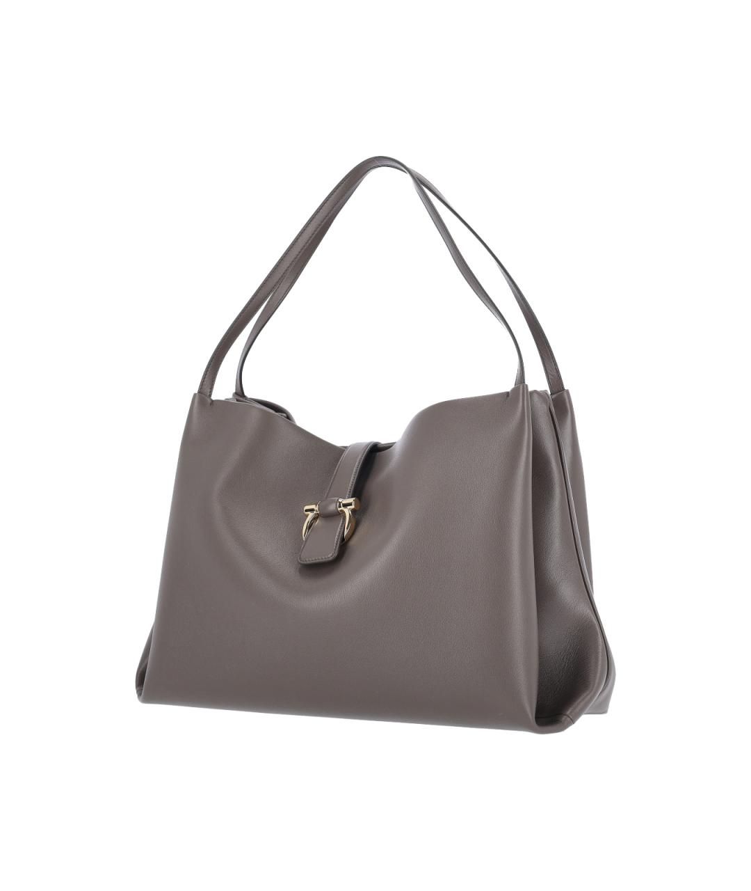 FERRAGAMO Серая кожаная сумка через плечо, фото 2