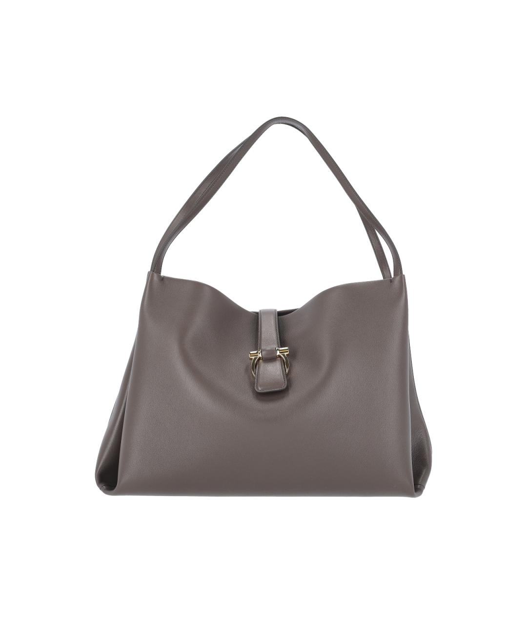 FERRAGAMO Серая кожаная сумка через плечо, фото 1