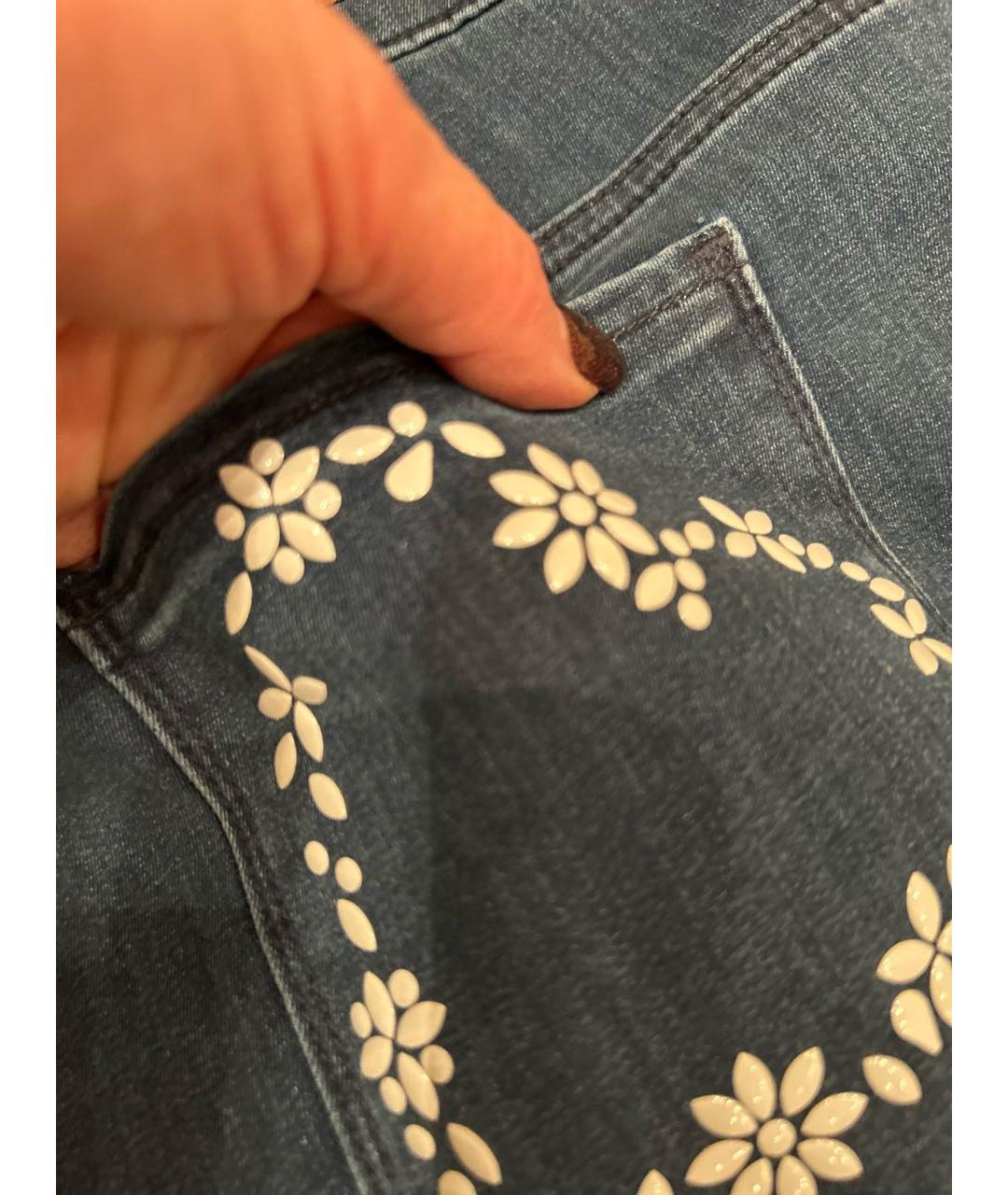 LOVE MOSCHINO Синие хлопко-эластановые прямые джинсы, фото 6