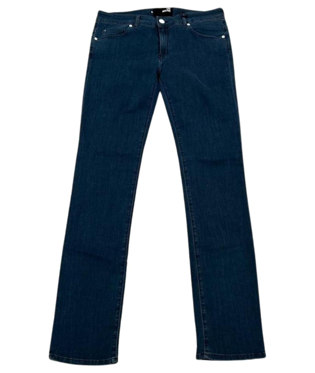 LOVE MOSCHINO Синие хлопко-эластановые прямые джинсы, фото 1