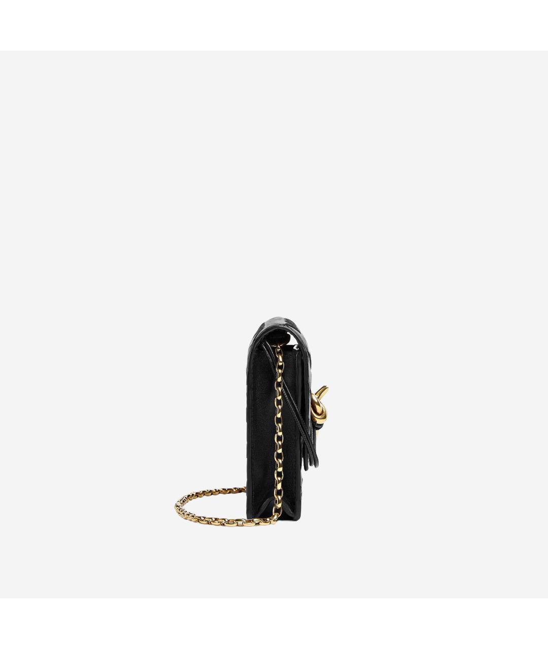 BOTTEGA VENETA Черная кожаная сумка через плечо, фото 2