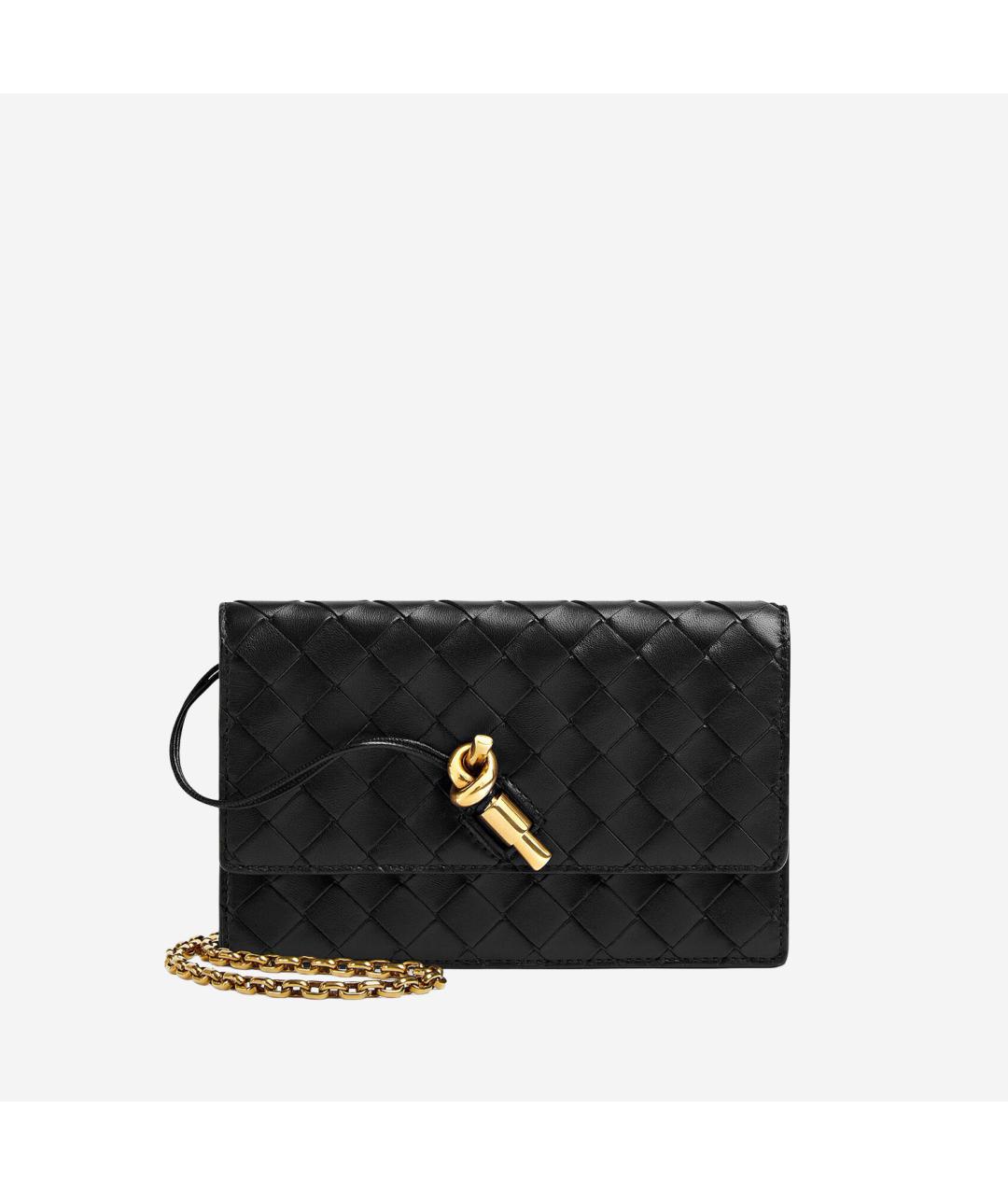 BOTTEGA VENETA Черная кожаная сумка через плечо, фото 6