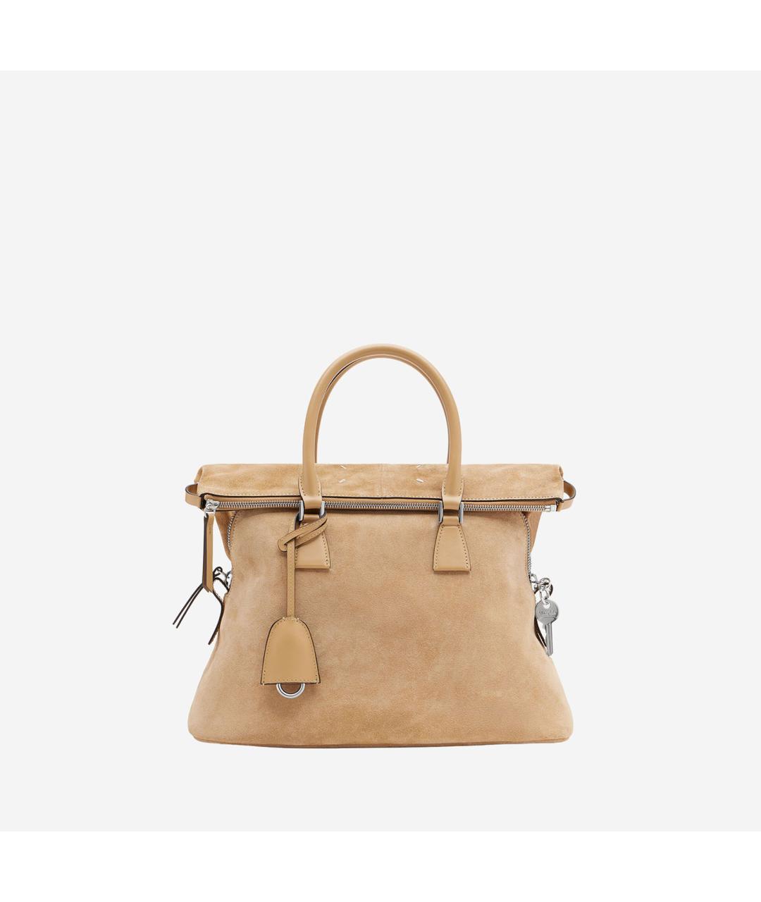 MAISON MARGIELA Бежевая замшевая сумка тоут, фото 5