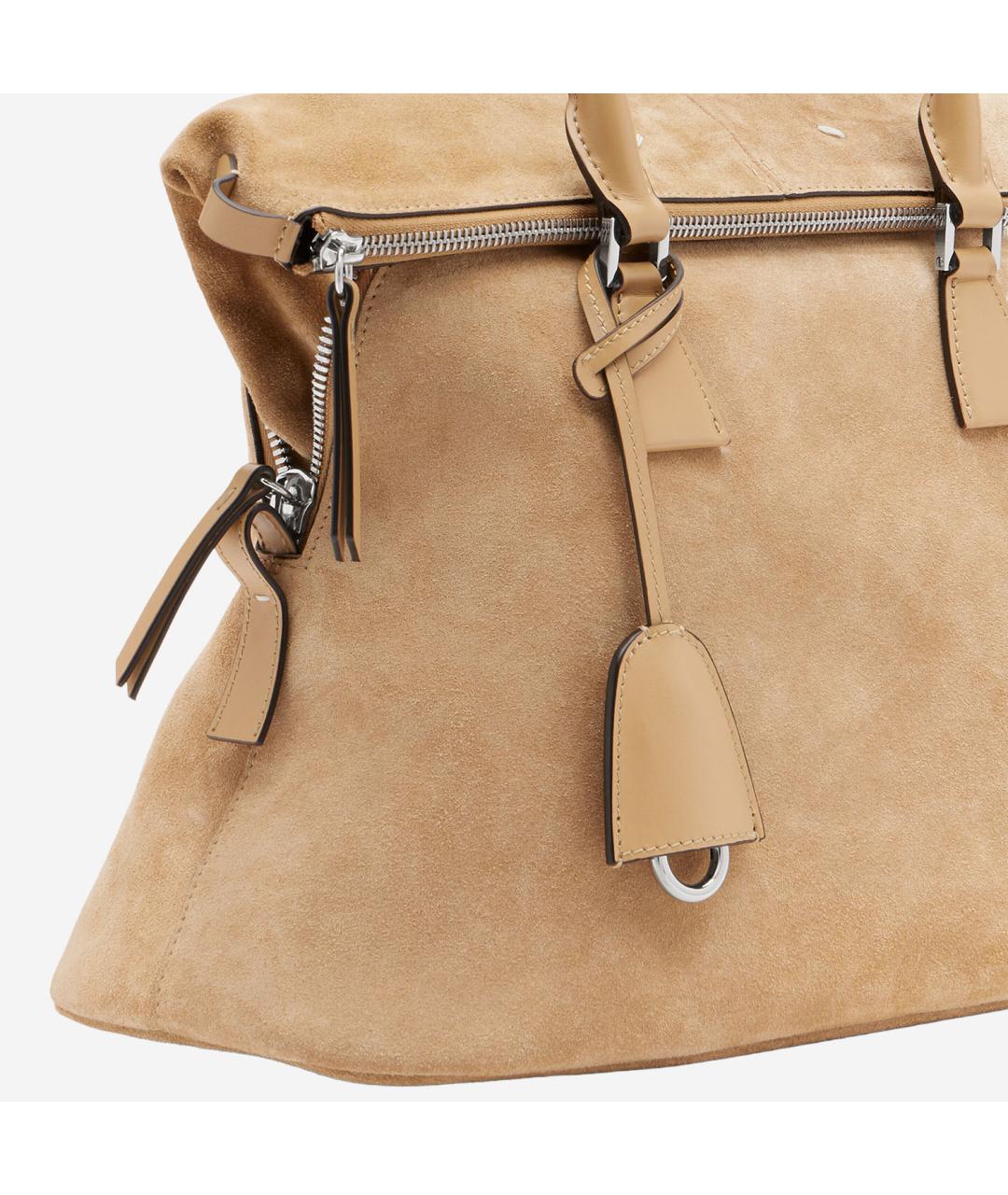 MAISON MARGIELA Бежевая замшевая сумка тоут, фото 4