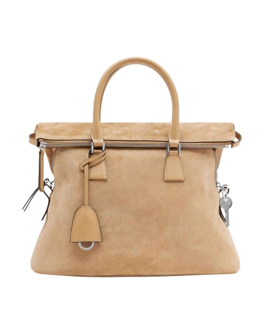 MAISON MARGIELA Бежевая замшевая сумка тоут, фото 1