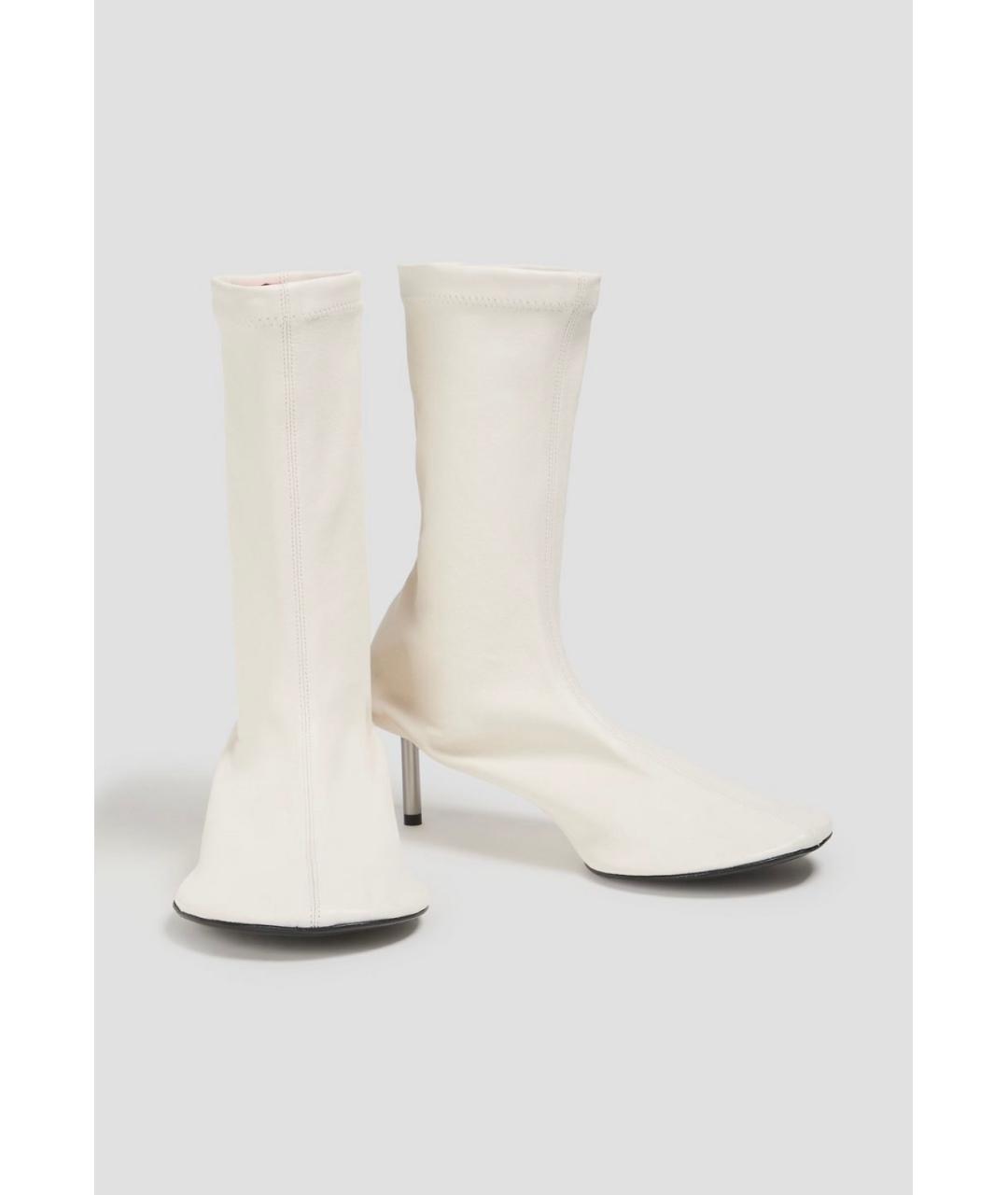 JIL SANDER Белые кожаные ботильоны, фото 2