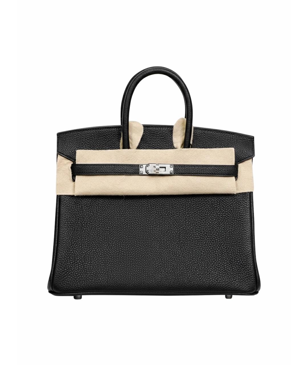 HERMES Черная кожаная сумка с короткими ручками, фото 1