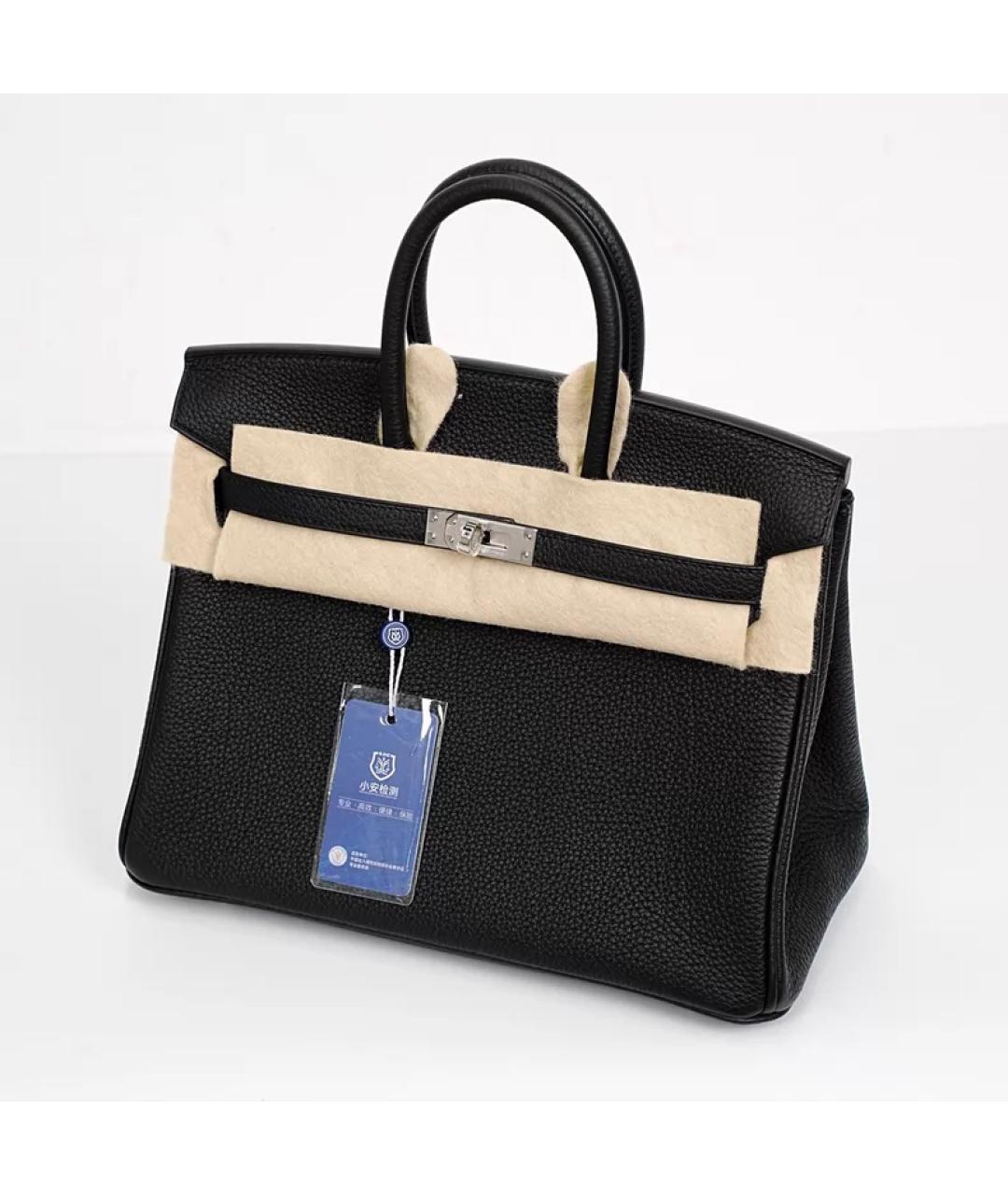 HERMES Черная кожаная сумка с короткими ручками, фото 3