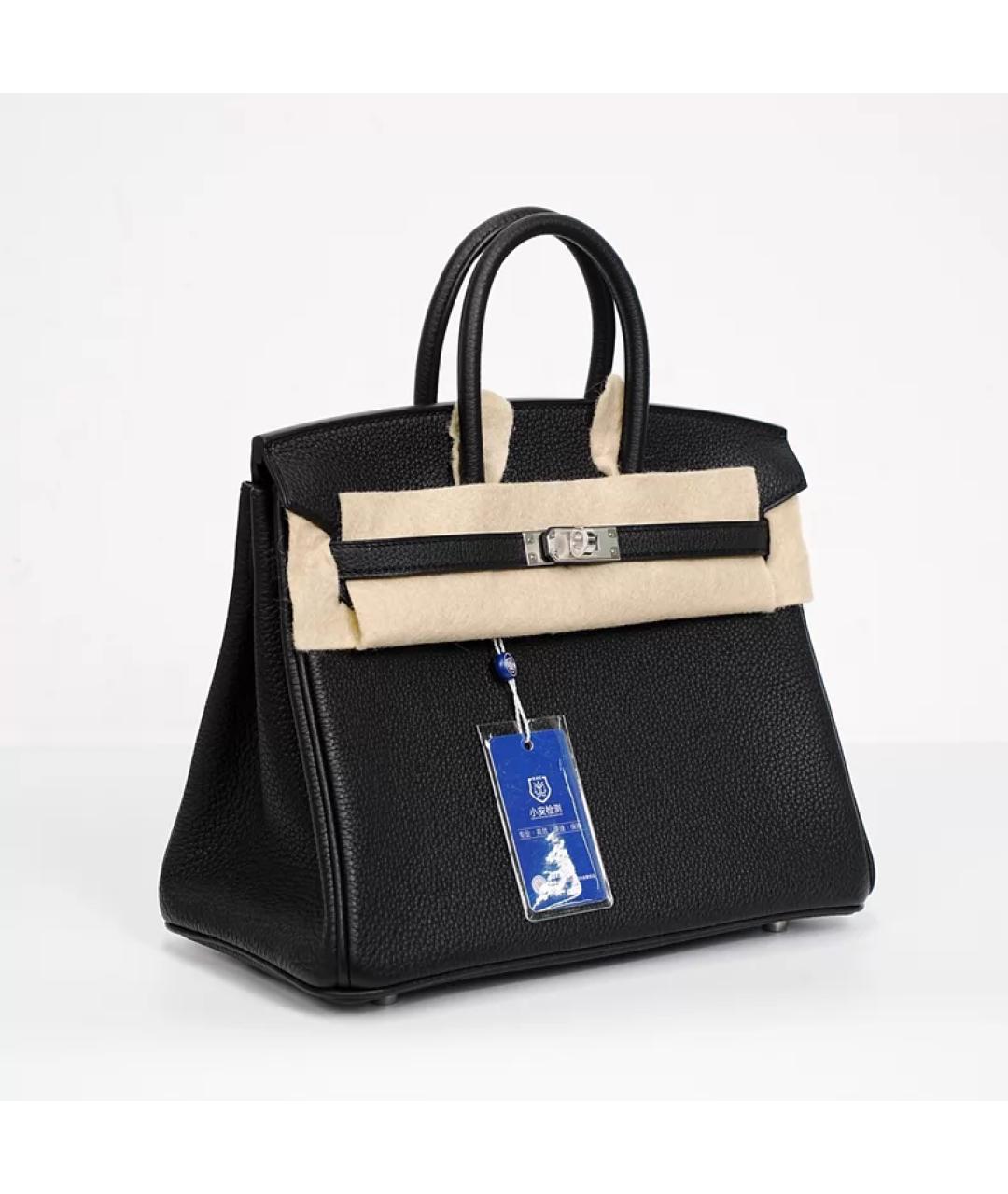 HERMES Черная кожаная сумка с короткими ручками, фото 4