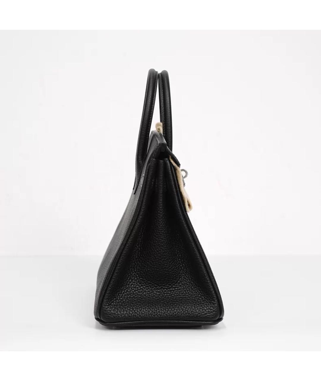 HERMES Черная кожаная сумка с короткими ручками, фото 5