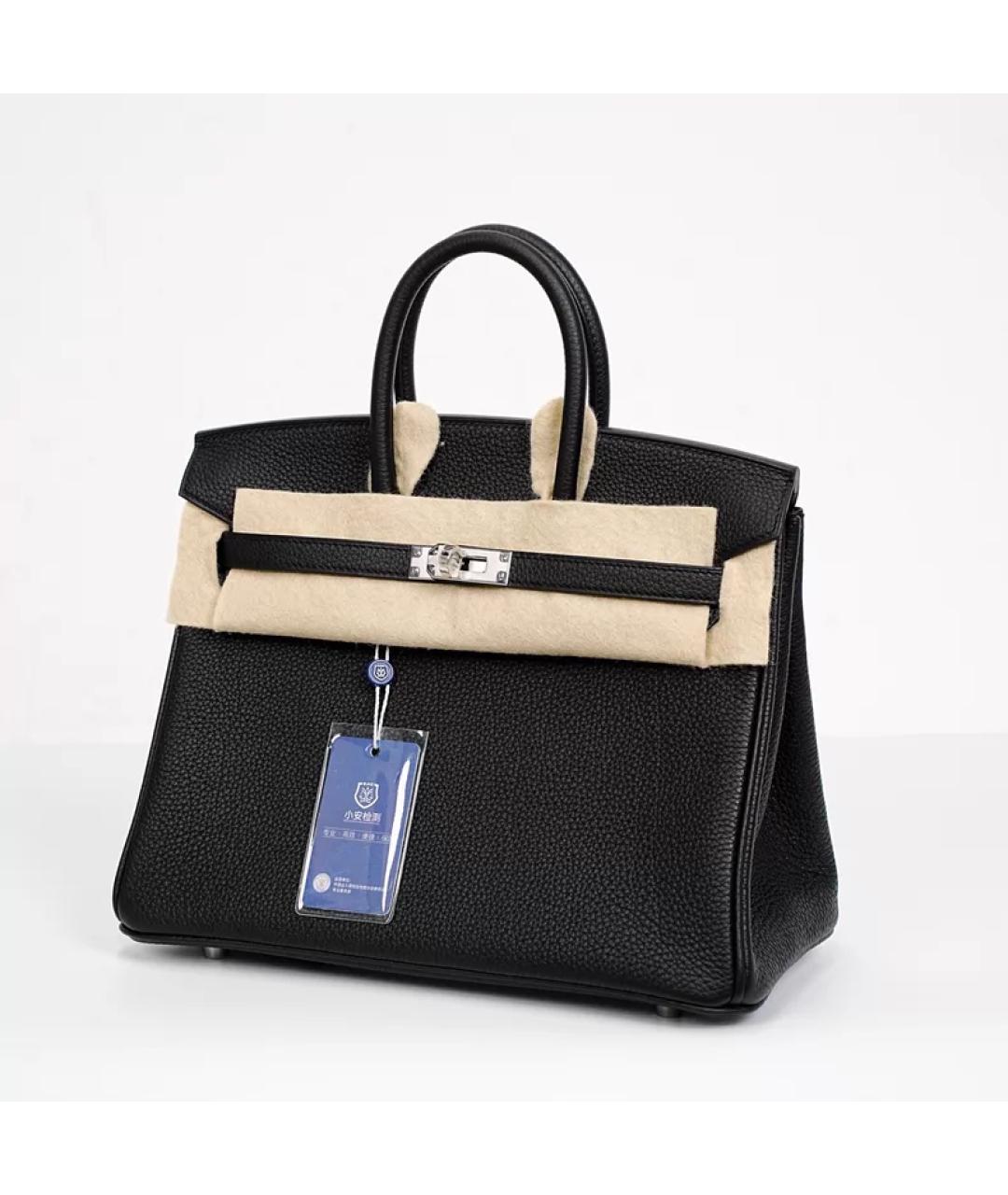 HERMES Черная кожаная сумка с короткими ручками, фото 2