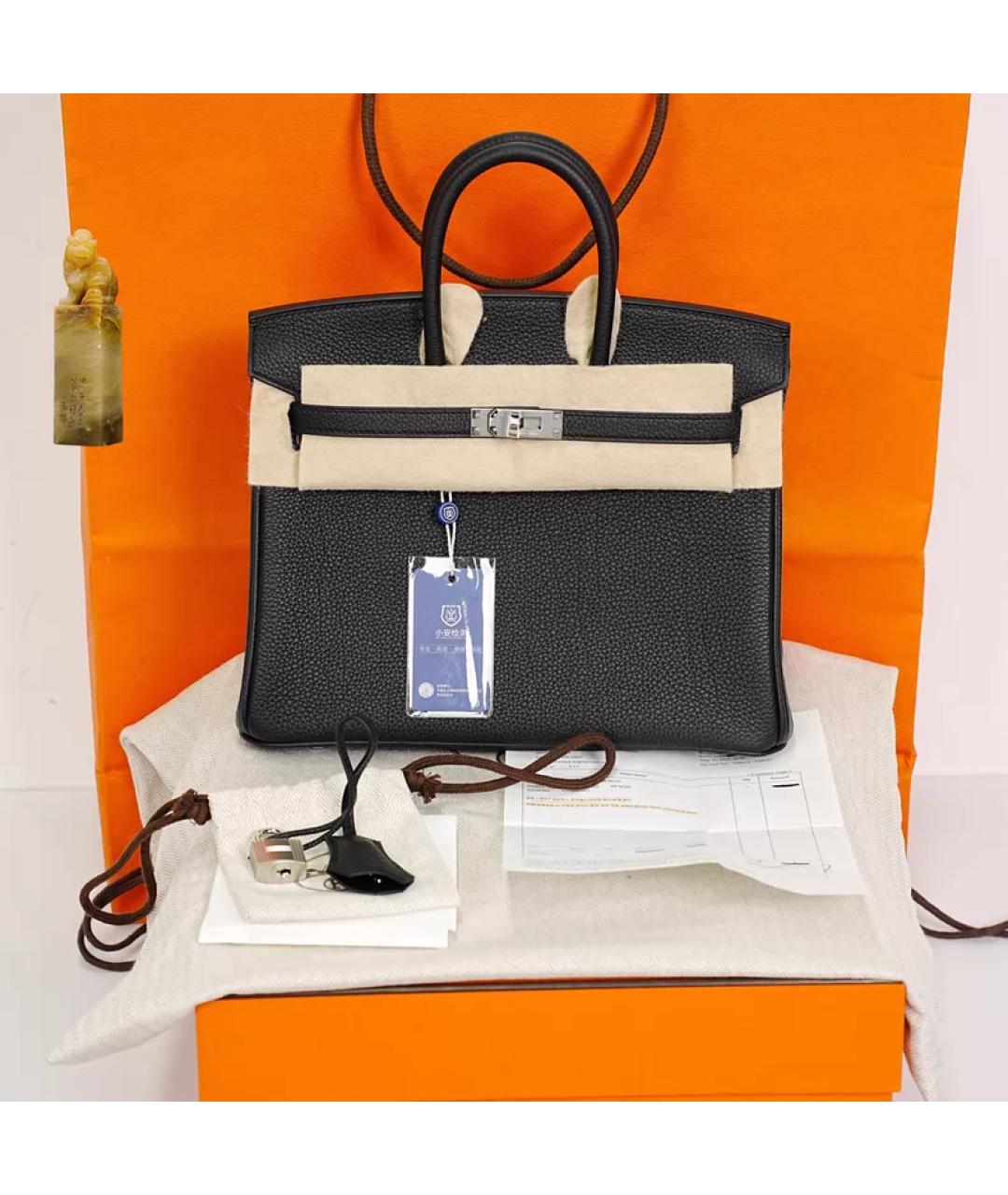 HERMES Черная кожаная сумка с короткими ручками, фото 9