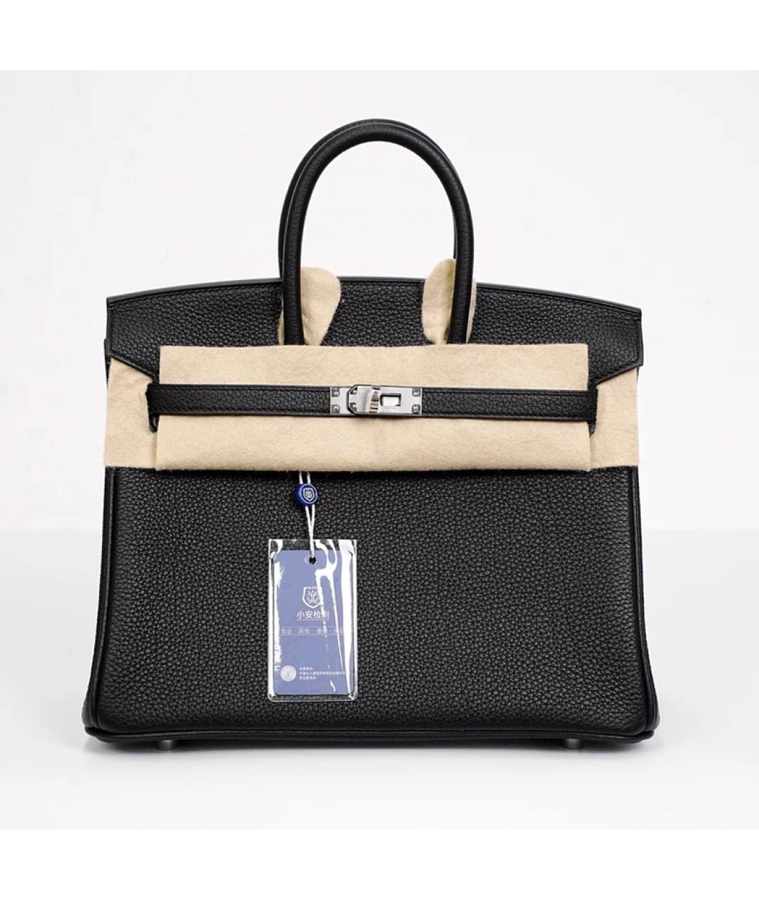 HERMES Черная кожаная сумка с короткими ручками, фото 10