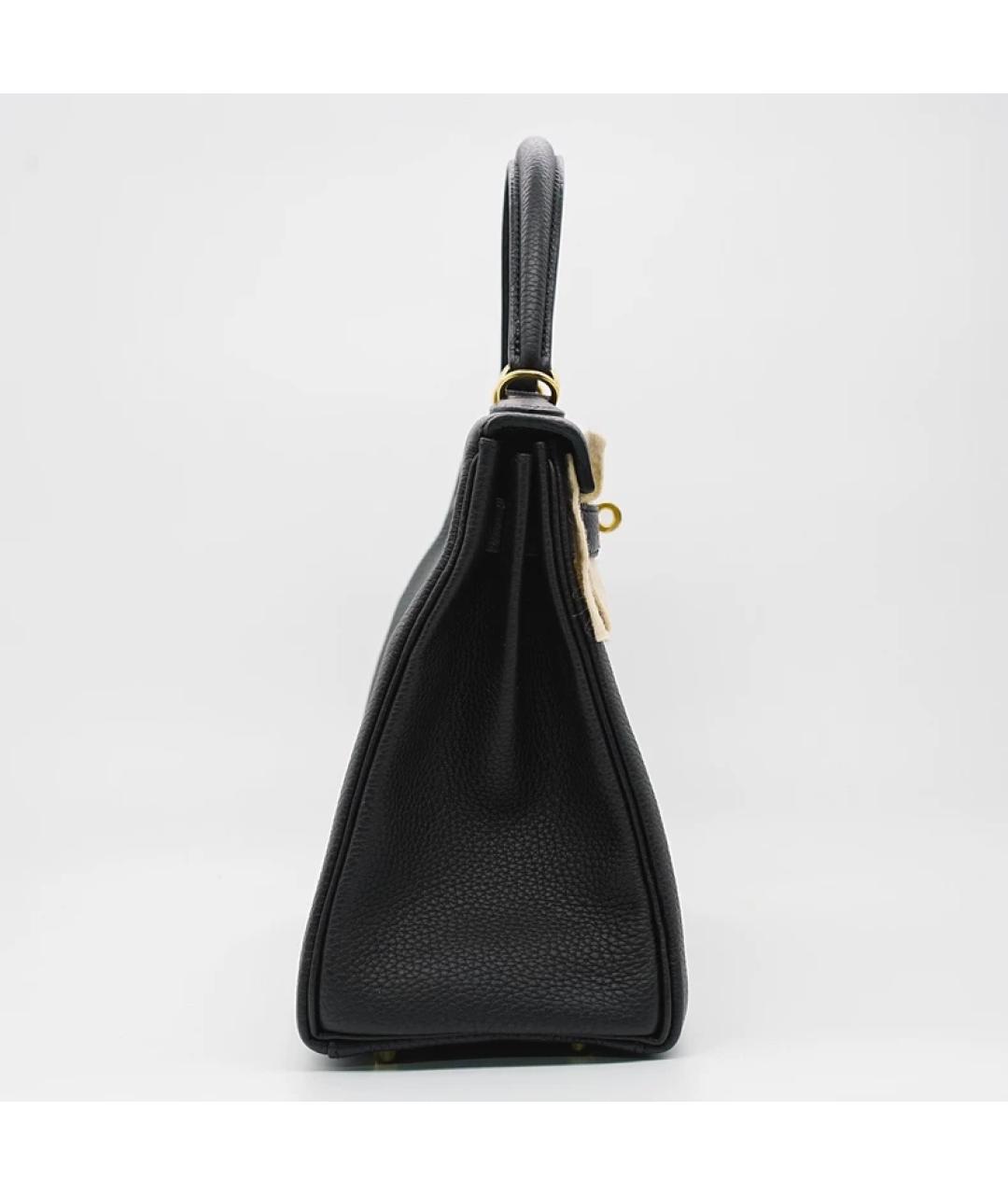 HERMES Черная кожаная сумка с короткими ручками, фото 3