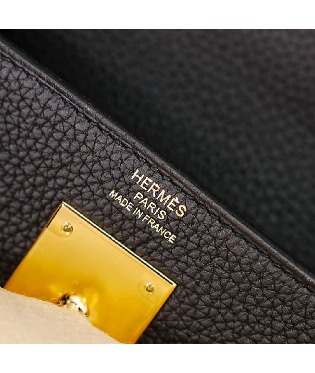 HERMES Черная кожаная сумка с короткими ручками, фото 8