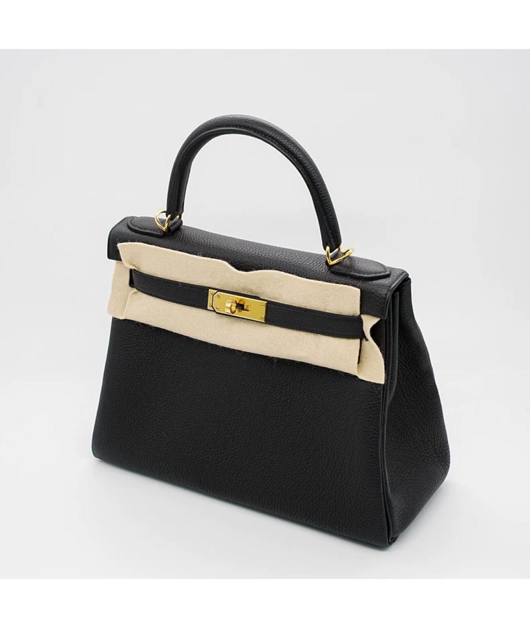 HERMES Черная кожаная сумка с короткими ручками, фото 2