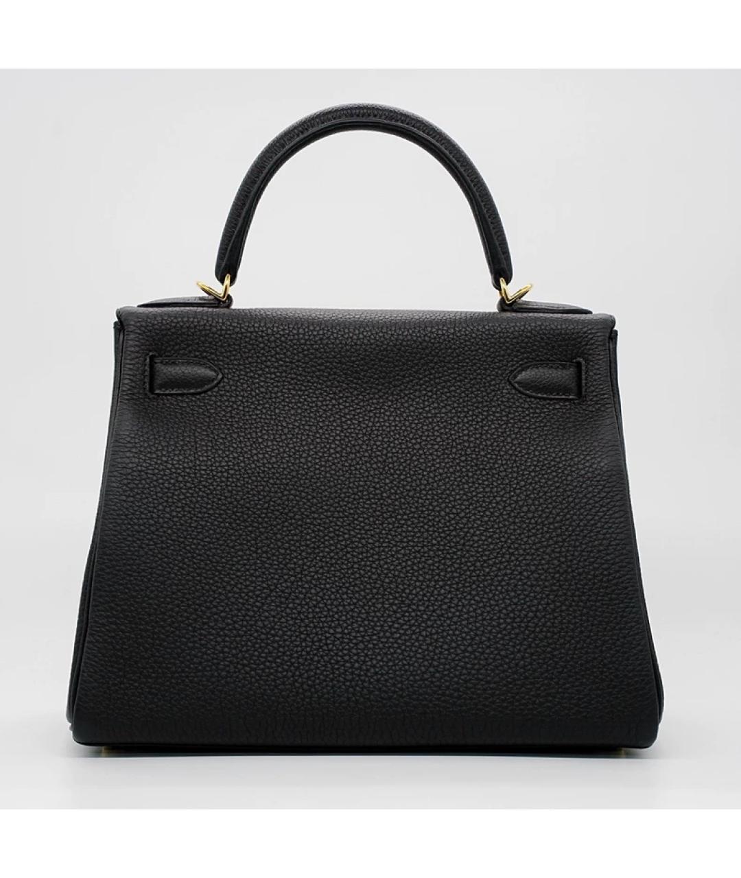 HERMES Черная кожаная сумка с короткими ручками, фото 4