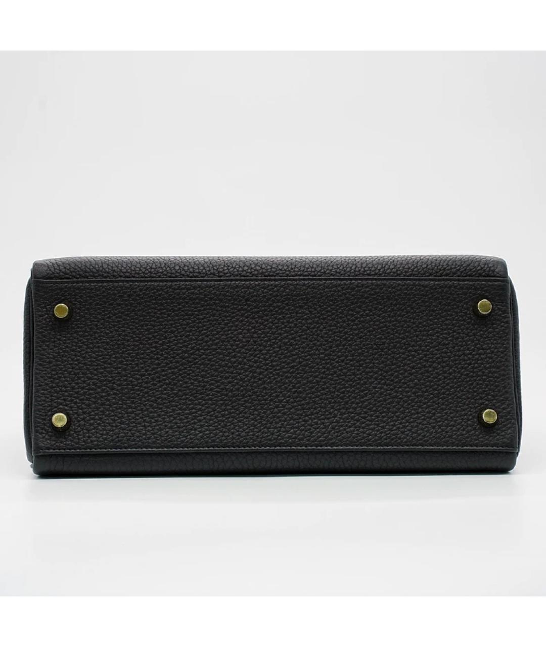 HERMES Черная кожаная сумка с короткими ручками, фото 6