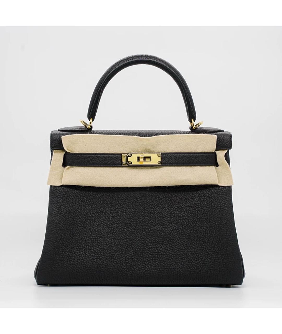 HERMES Черная кожаная сумка с короткими ручками, фото 10