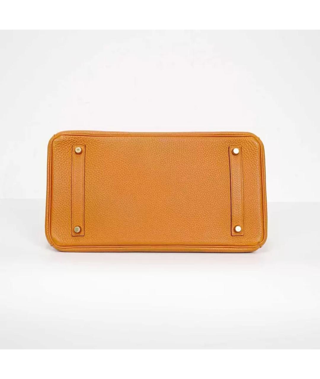HERMES Оранжевая кожаная сумка с короткими ручками, фото 7