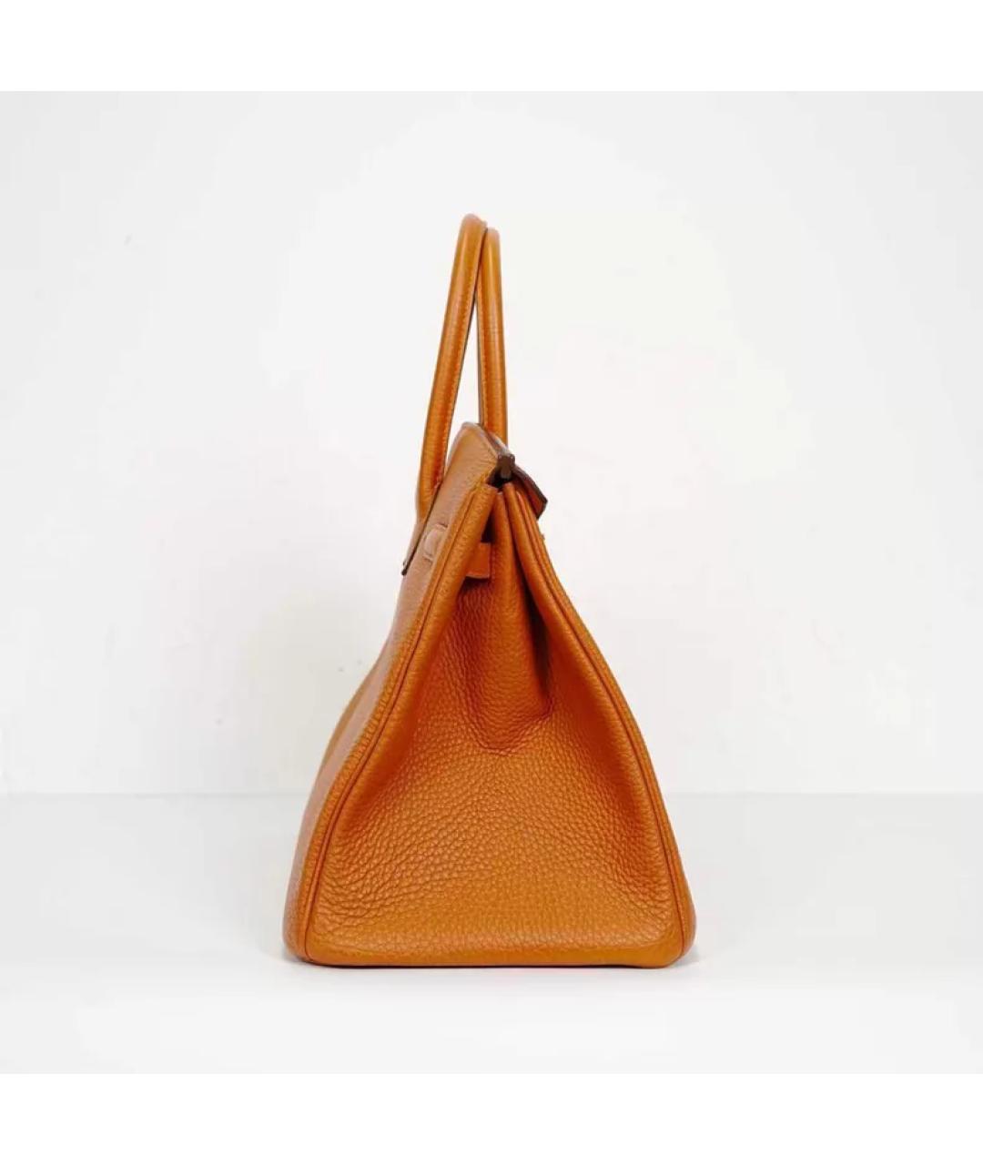 HERMES Оранжевая кожаная сумка с короткими ручками, фото 8