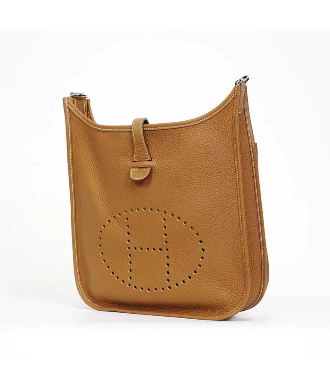 HERMES Коричневая кожаная сумка с короткими ручками, фото 2