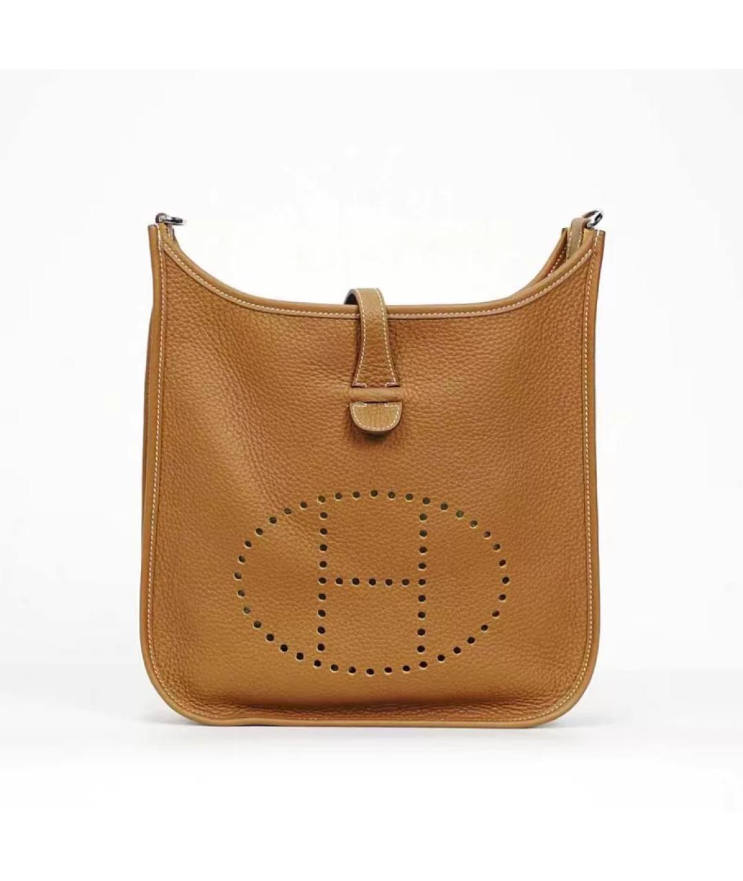 HERMES Коричневая кожаная сумка с короткими ручками, фото 1