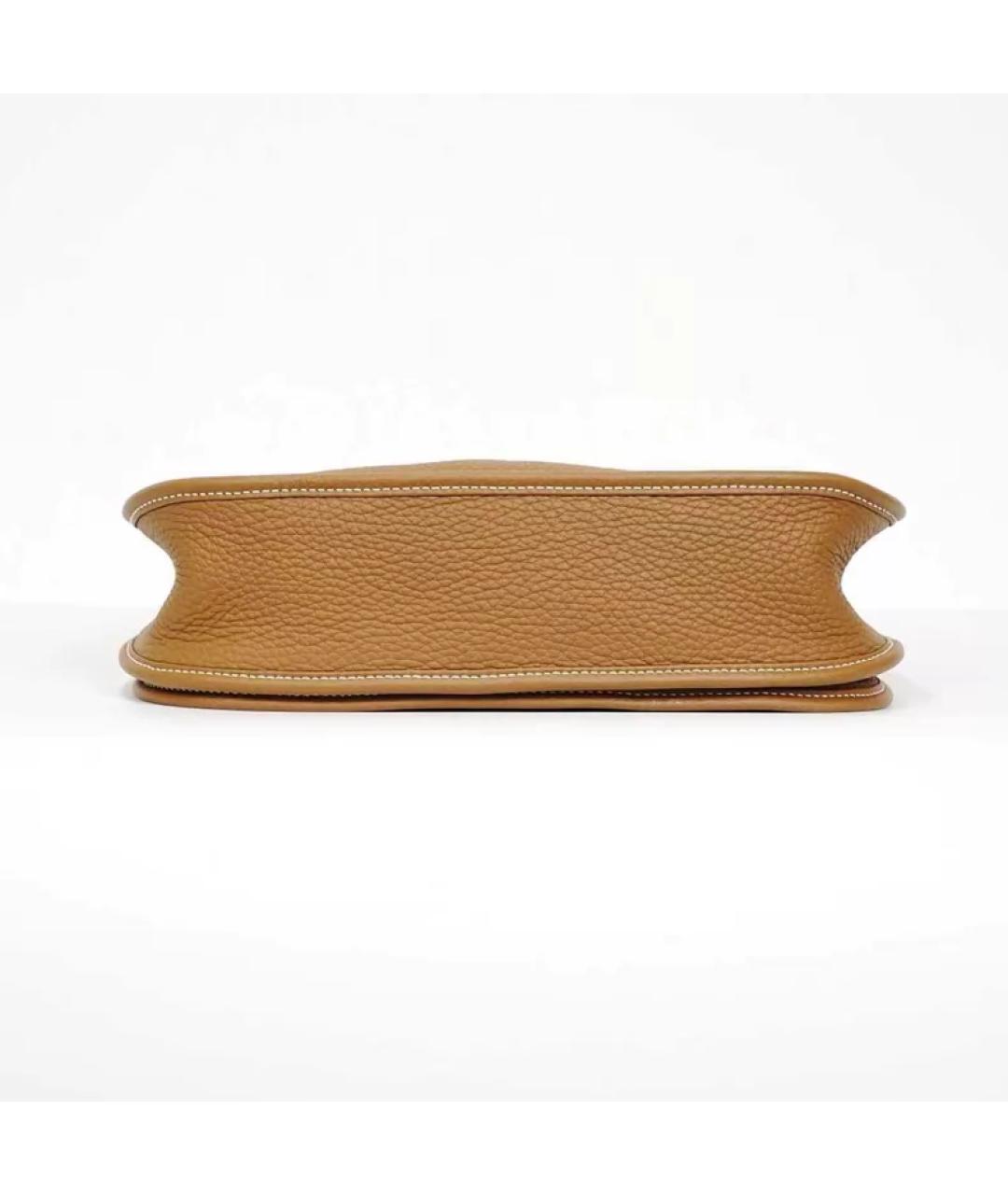 HERMES Коричневая кожаная сумка с короткими ручками, фото 6