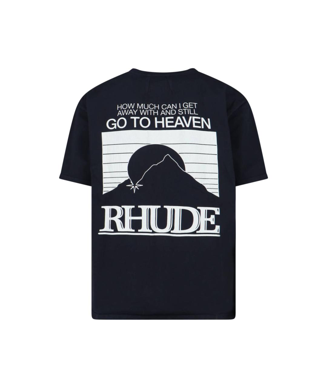 RHUDE Черная хлопковая футболка, фото 2