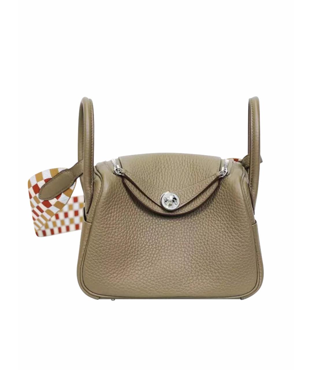 HERMES Серая кожаная сумка с короткими ручками, фото 1