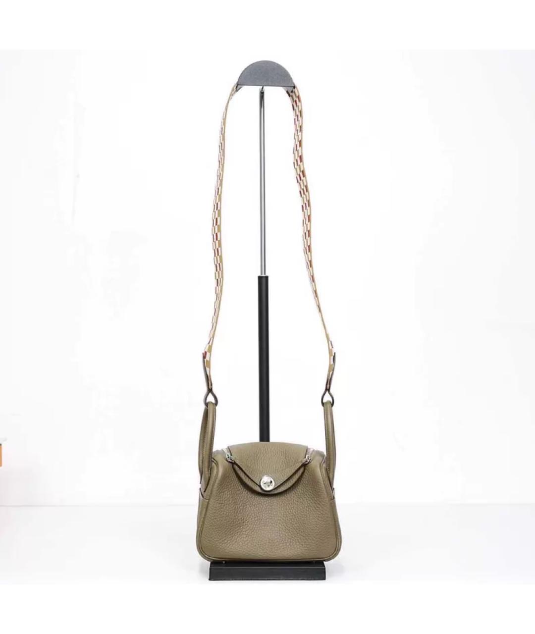 HERMES Серая кожаная сумка с короткими ручками, фото 2