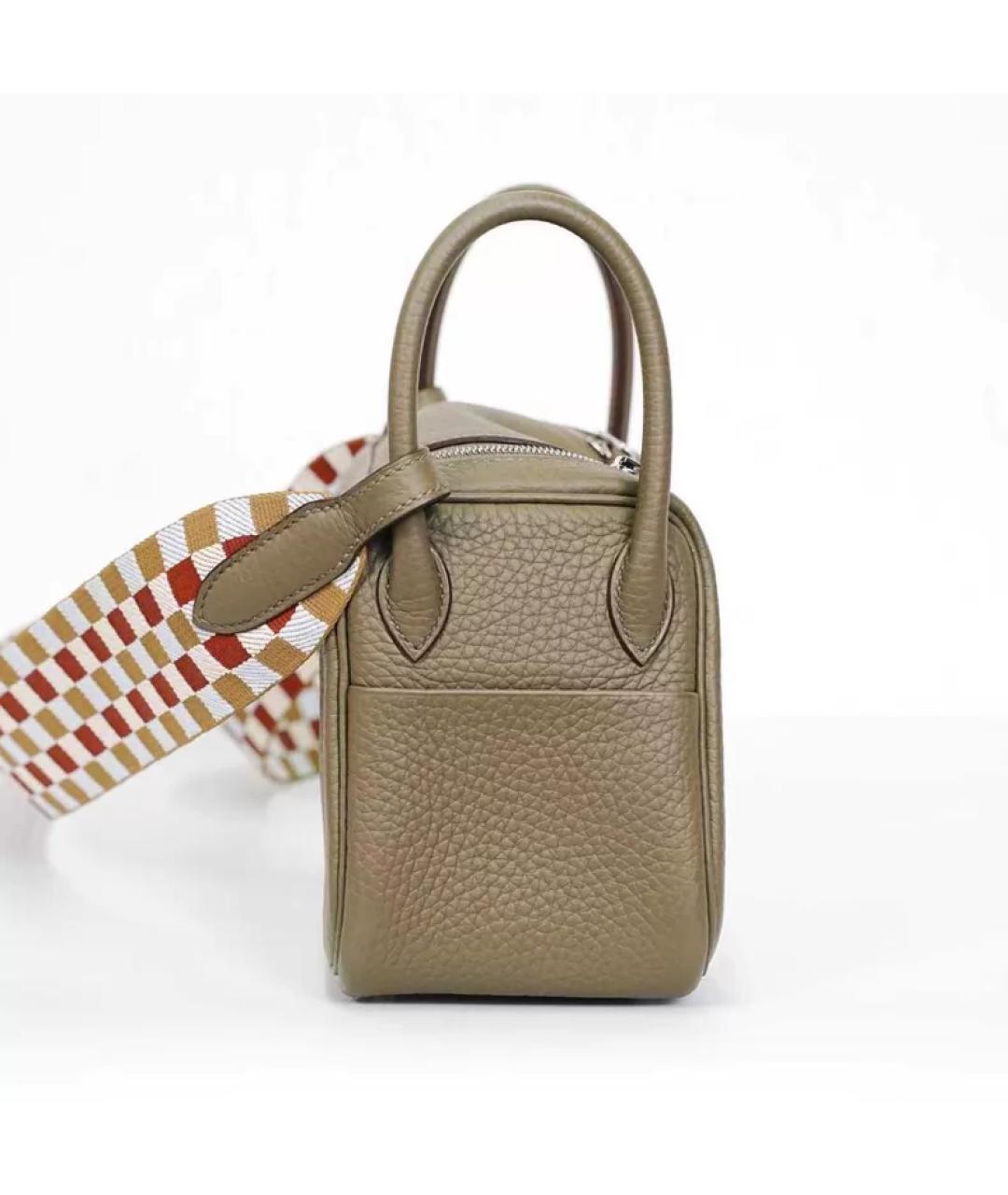 HERMES Серая кожаная сумка с короткими ручками, фото 4